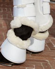 Kentucky Horsewear Sheepskin Leather Overreach Boots, White, Natural Sheepskin