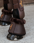 Kentucky Horsewear Sheepskin Vegan Leather Overreach Boots, Brown, Brown Sheepskin
