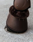 Kentucky Horsewear Sheepskin Vegan Leather Overreach Boots, Brown, Brown Sheepskin