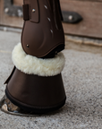 Kentucky Horsewear Sheepskin Vegan Leather Overreach Boots, Brown, Natural Sheepskin