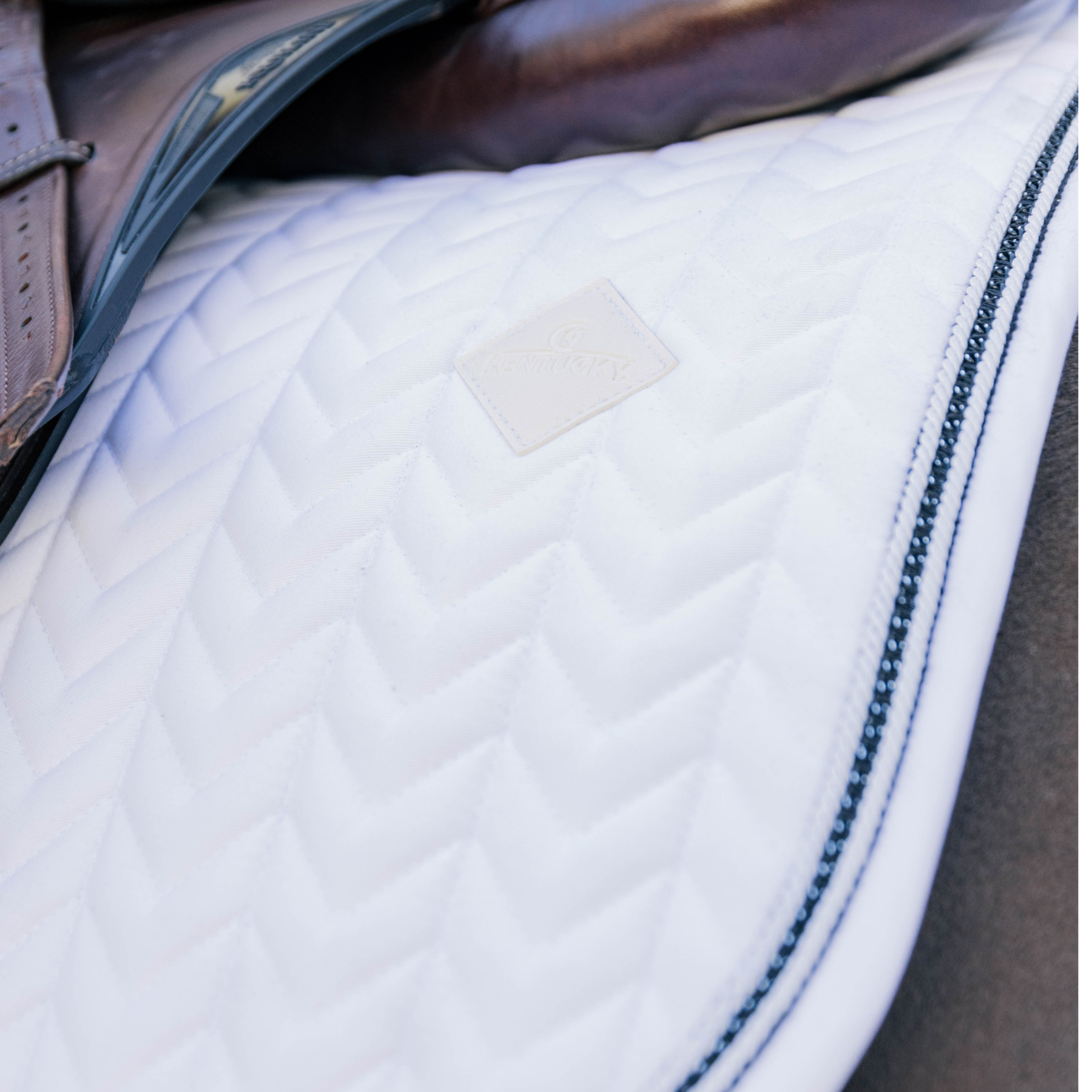 Kentucky Horsewear Show Jumping Saddle Pad with Metal Chain, White