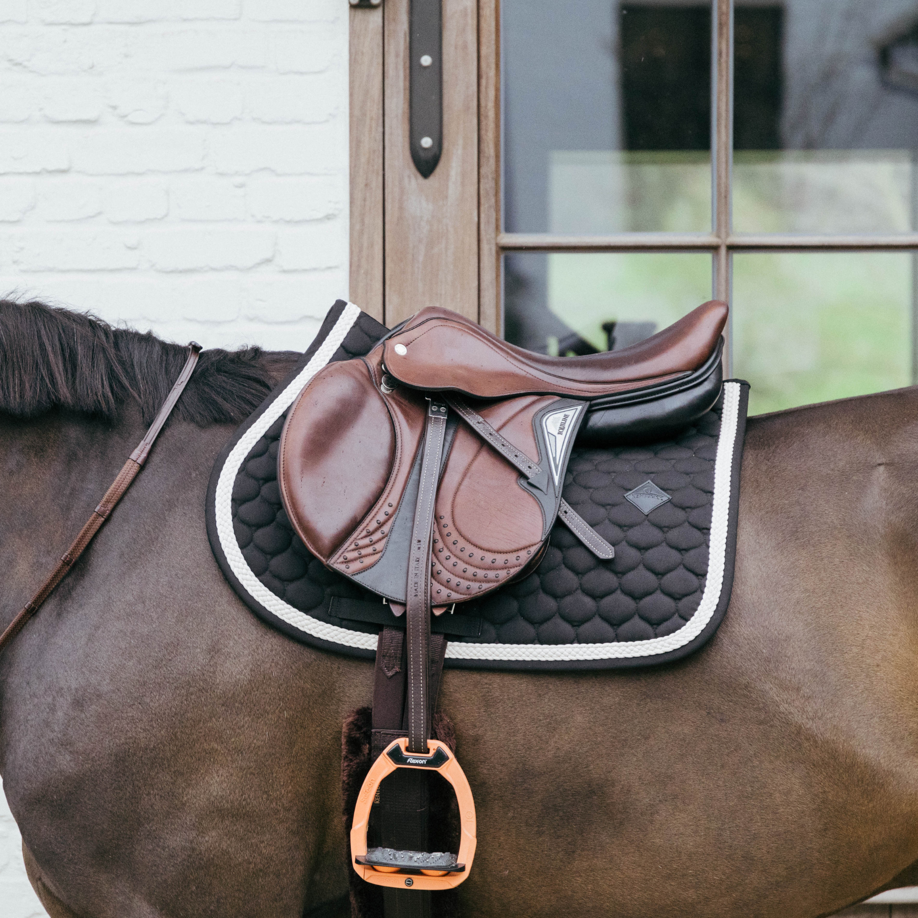 Kentucky Horsewear Show Jumping Saddle Pad with Plaited Cord, Black