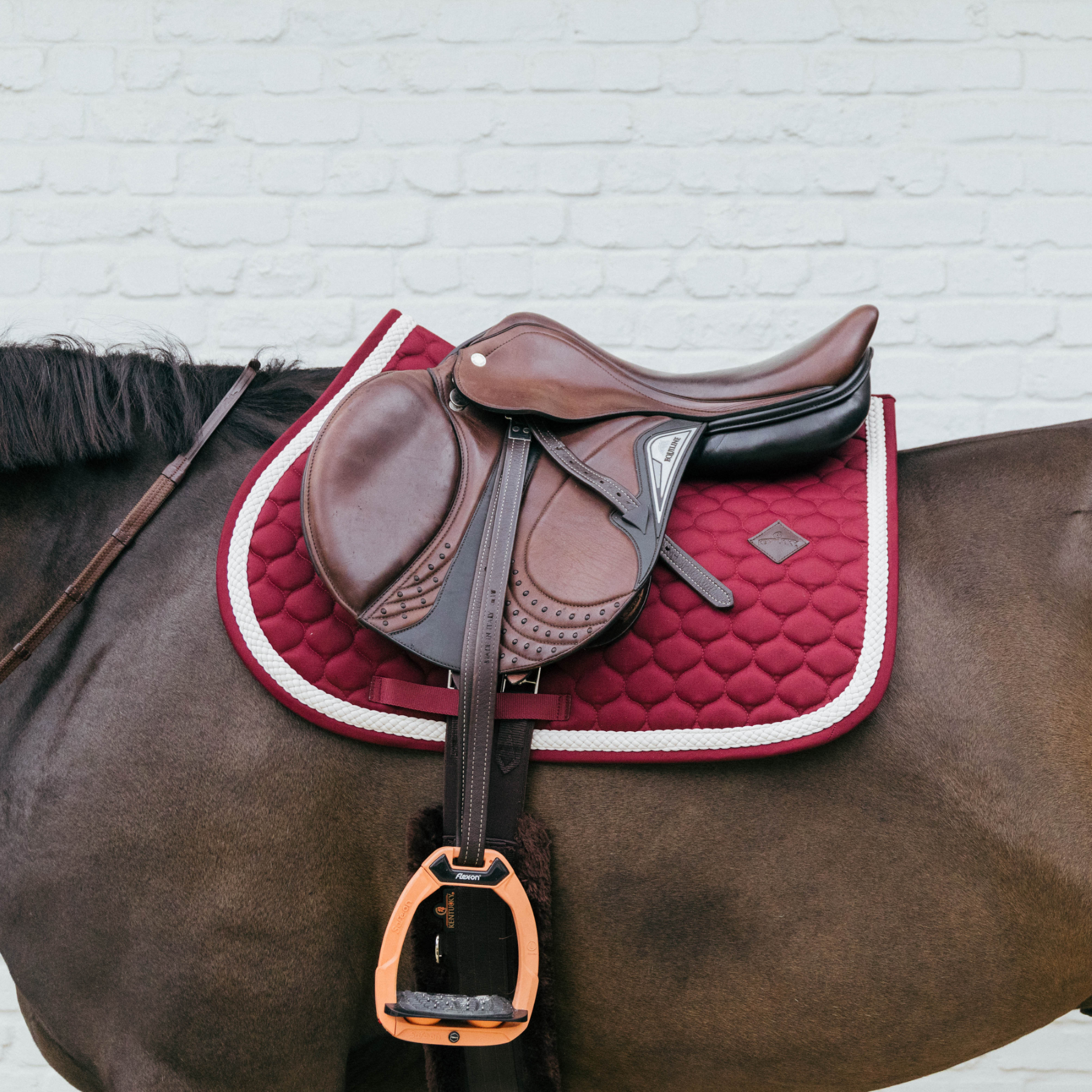 Kentucky Horsewear Show Jumping Saddle Pad with Plaited Cord, Bordeaux