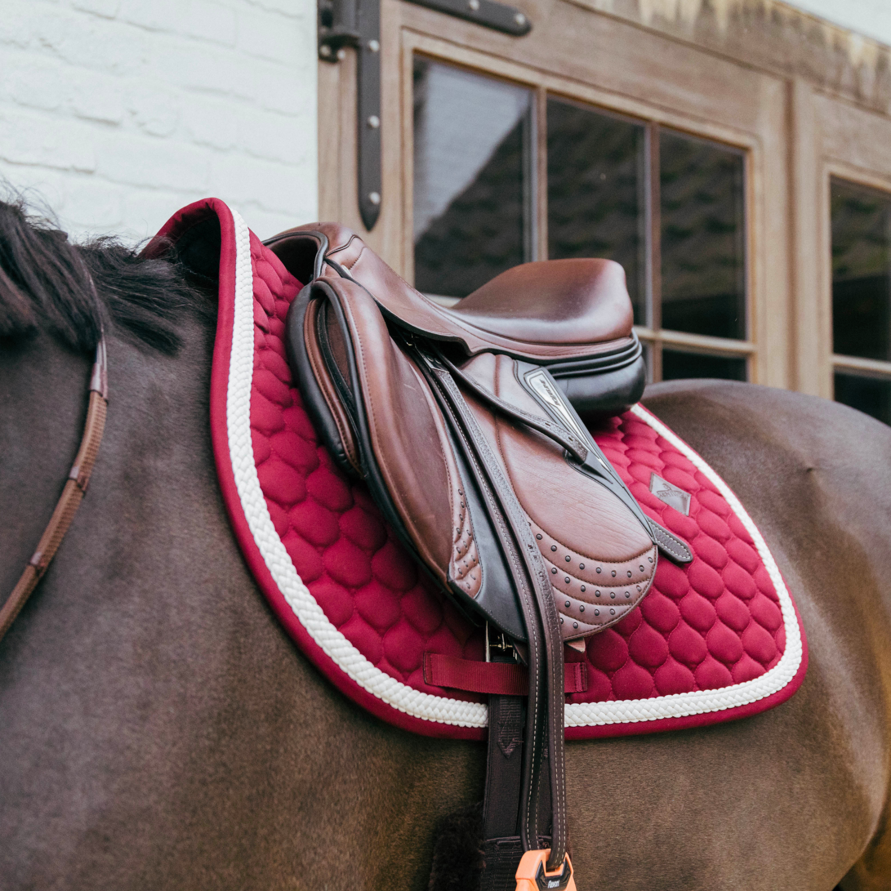 Kentucky Horsewear Show Jumping Saddle Pad with Plaited Cord, Bordeaux
