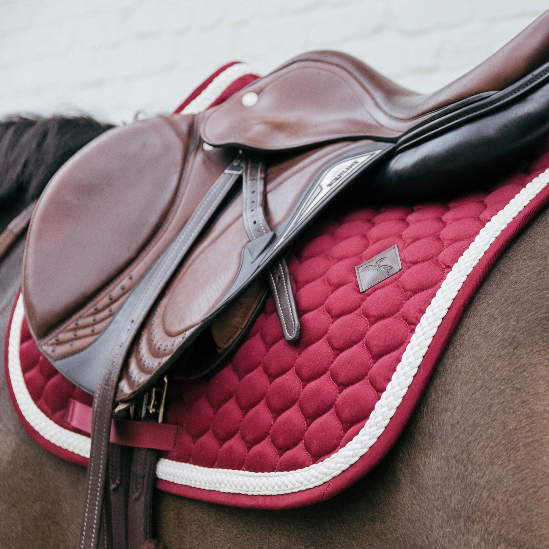 Kentucky Horsewear Show Jumping Saddle Pad with Plaited Cord, Bordeaux
