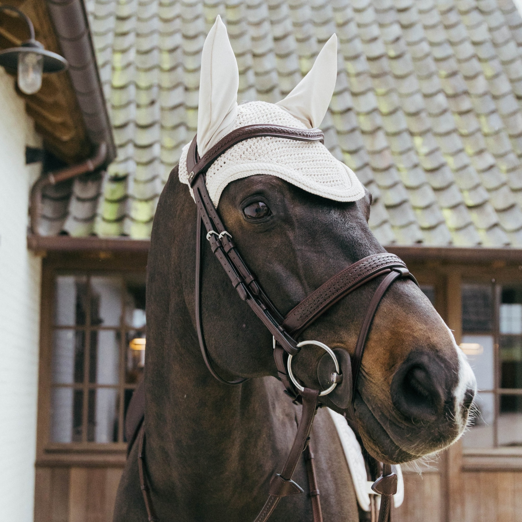 Kentucky Horsewear Soundless Fly Veil Wellington with Plaited Cord, Beige