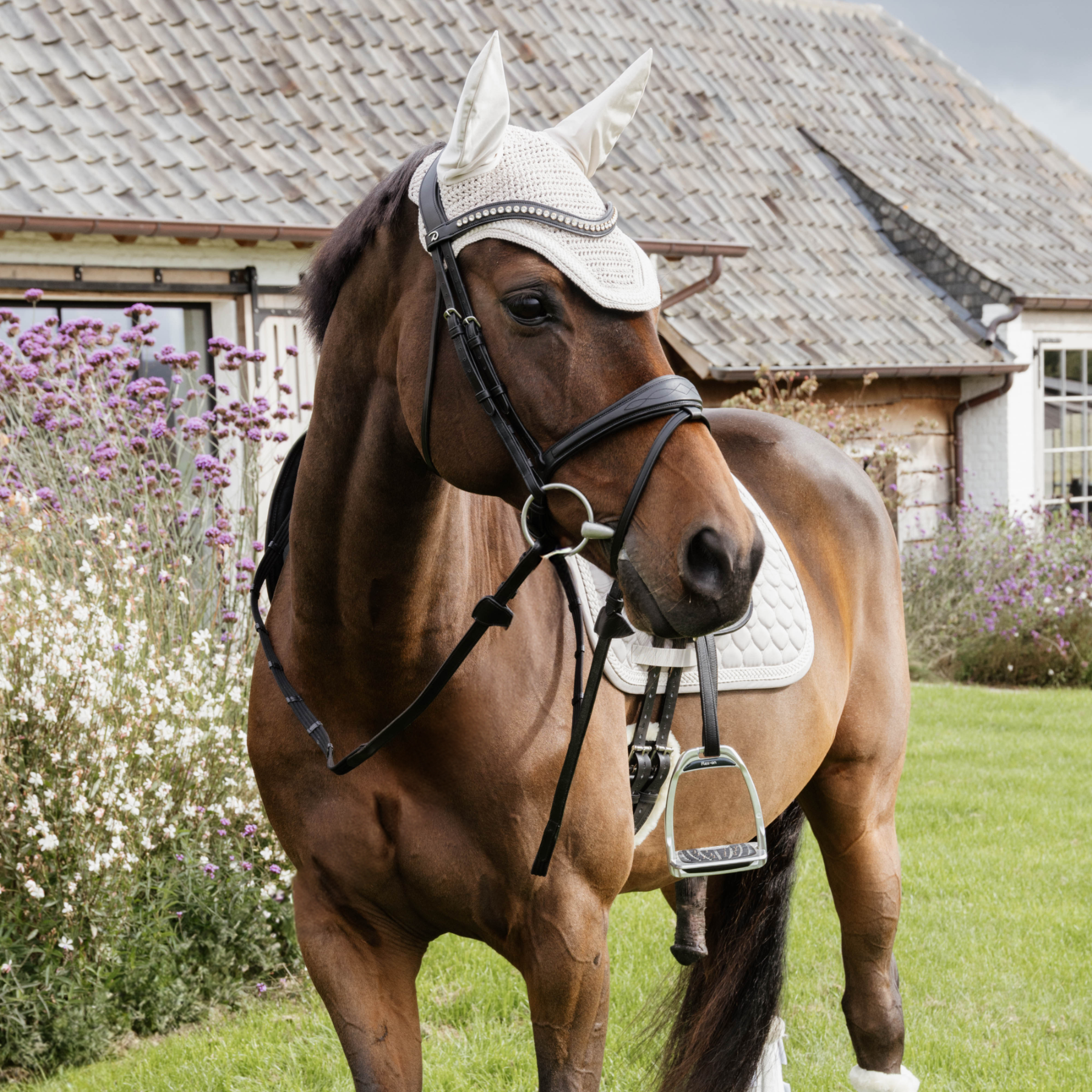 Kentucky Horsewear Soundless Fly Veil Wellington with Plaited Cord, Beige