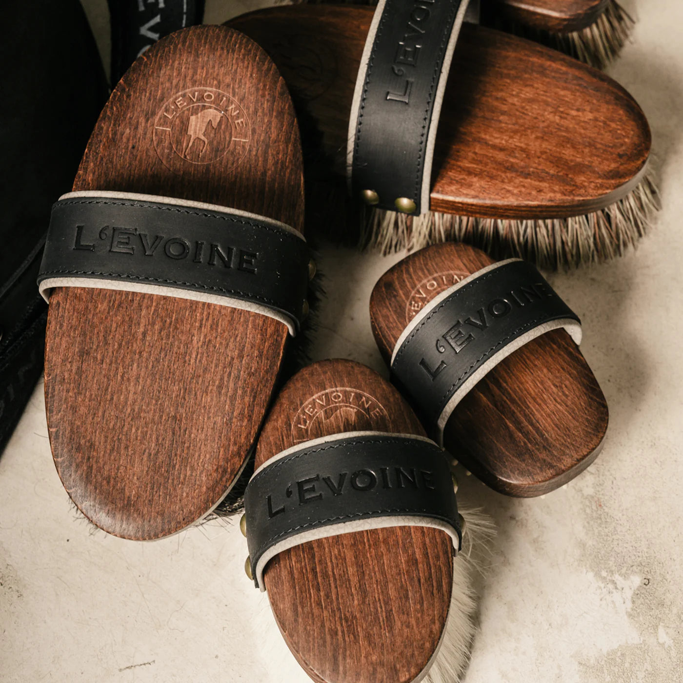 L'Evoine Horse Grooming Brush Set Essential, Charcoal