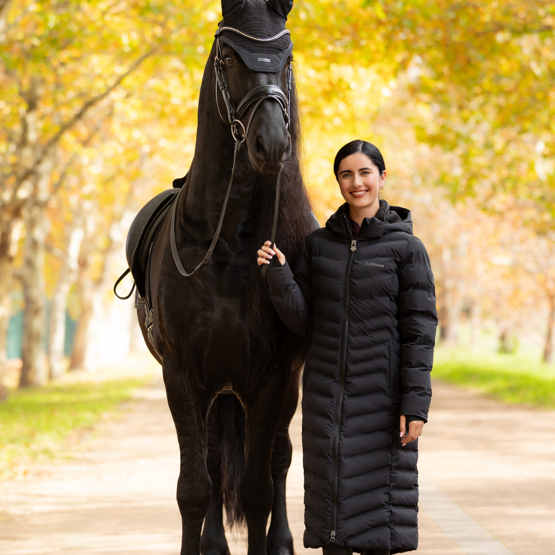 LeMieux Hayley Water Resistant Longline Puffer Coat, Black