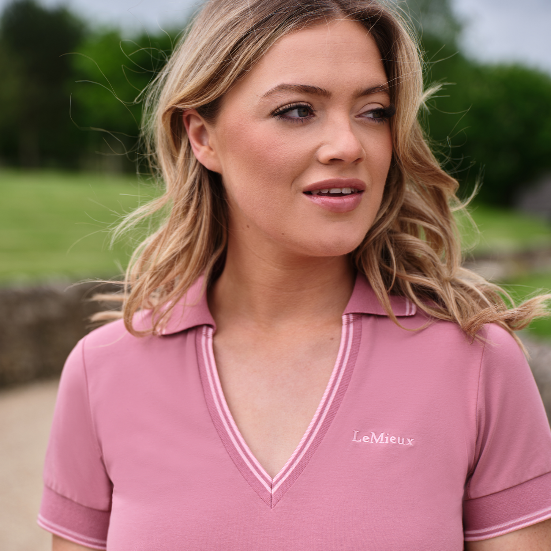 LeMieux Serena Ladies Short Sleeve Sports Polo, Peony