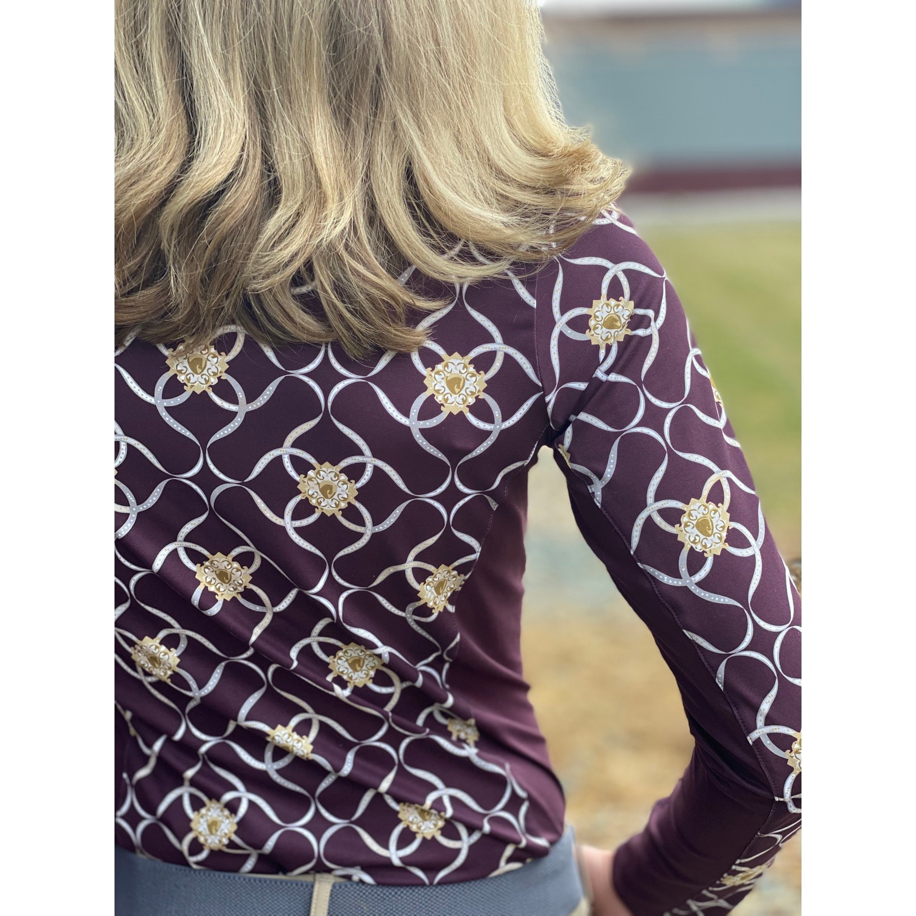 Arista Equestrian Ladies Luxe Quarter Zip Long Sleeve Training Shirt, Wine