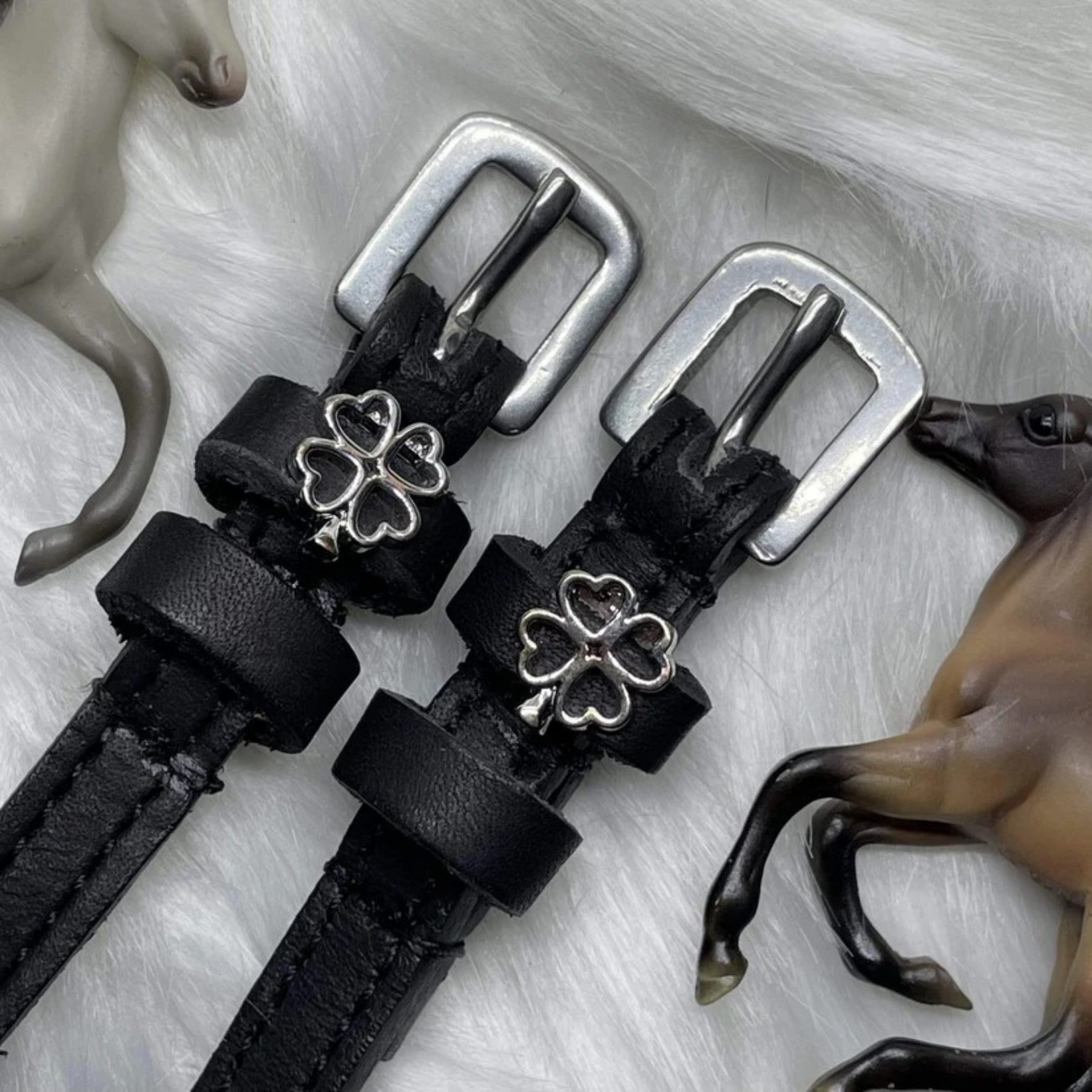 ManeJane Silver Outline Clover Spur Straps