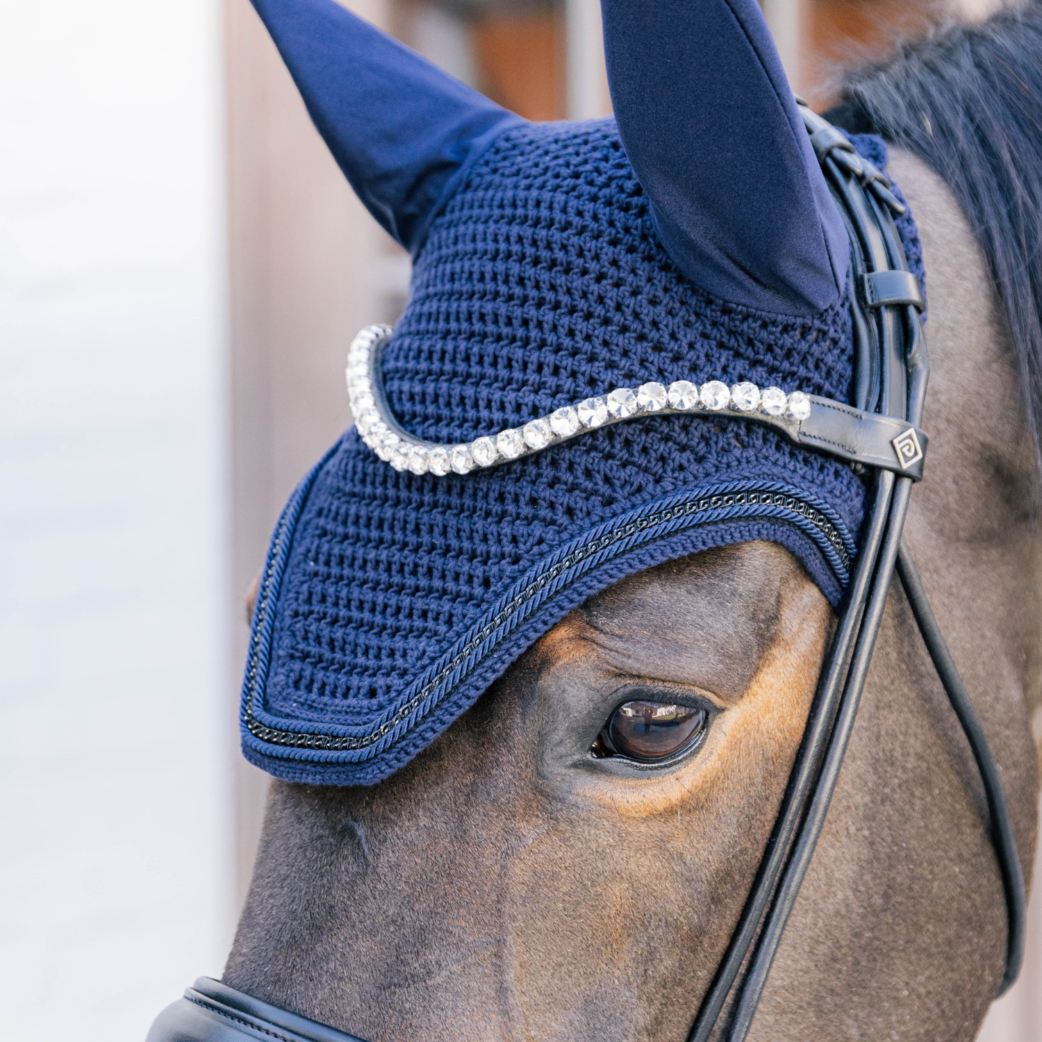 Kentucky Horsewear Fly Veil Wellington with Metal Chain, Navy