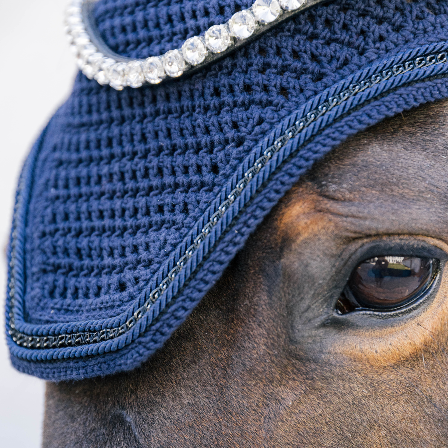 Kentucky Horsewear Fly Veil Wellington with Metal Chain, Navy