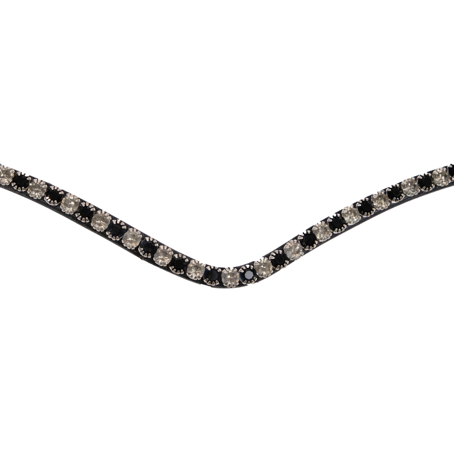Montar Fair Curved Black Crystal Snap-On Browband, Black Leather