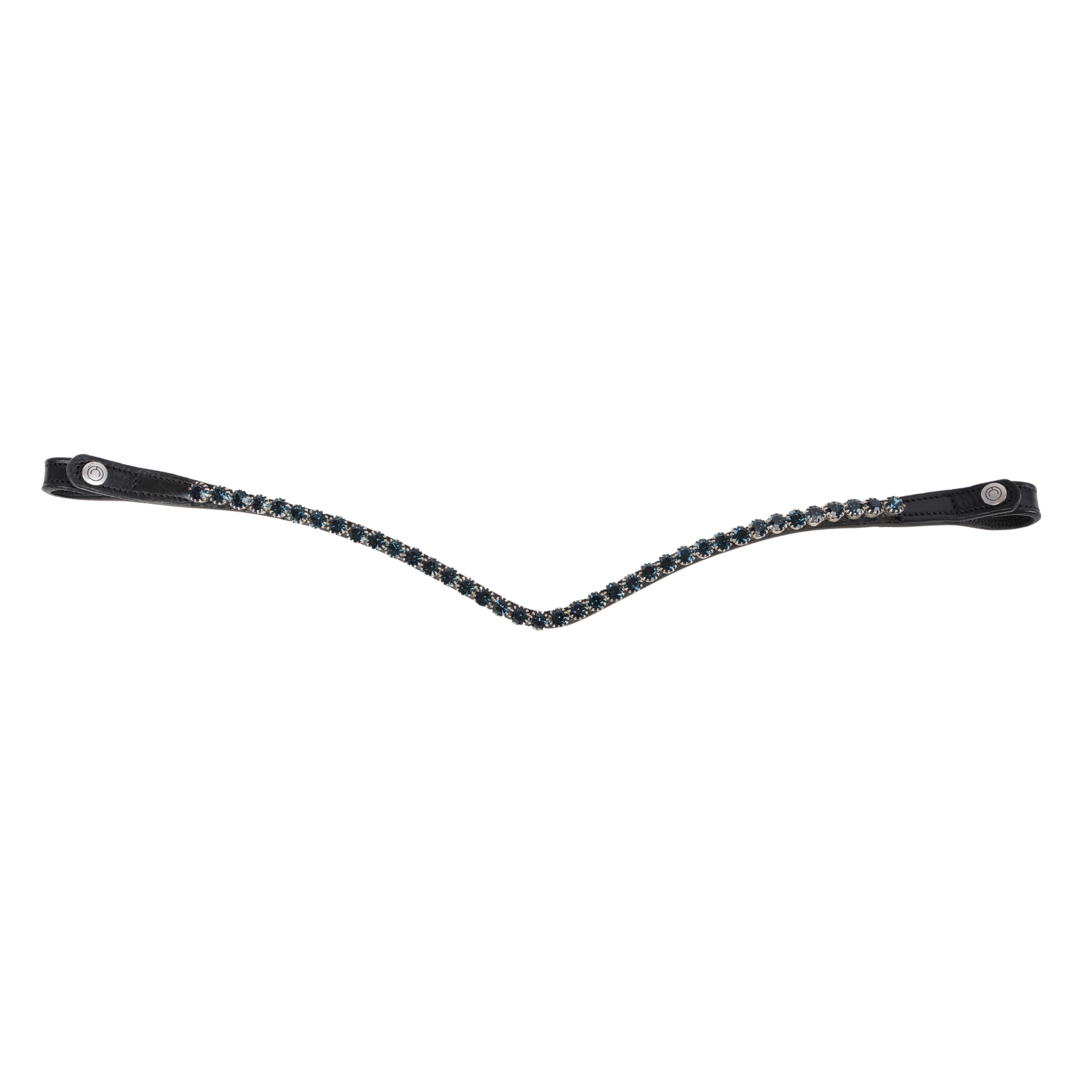 Montar Navy Crystal Snap-On Browband, Black Leather