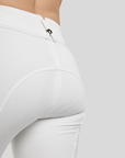 Montar Megan Yati Ladies Full Grip High Rise Breeches with Phone Pockets, White