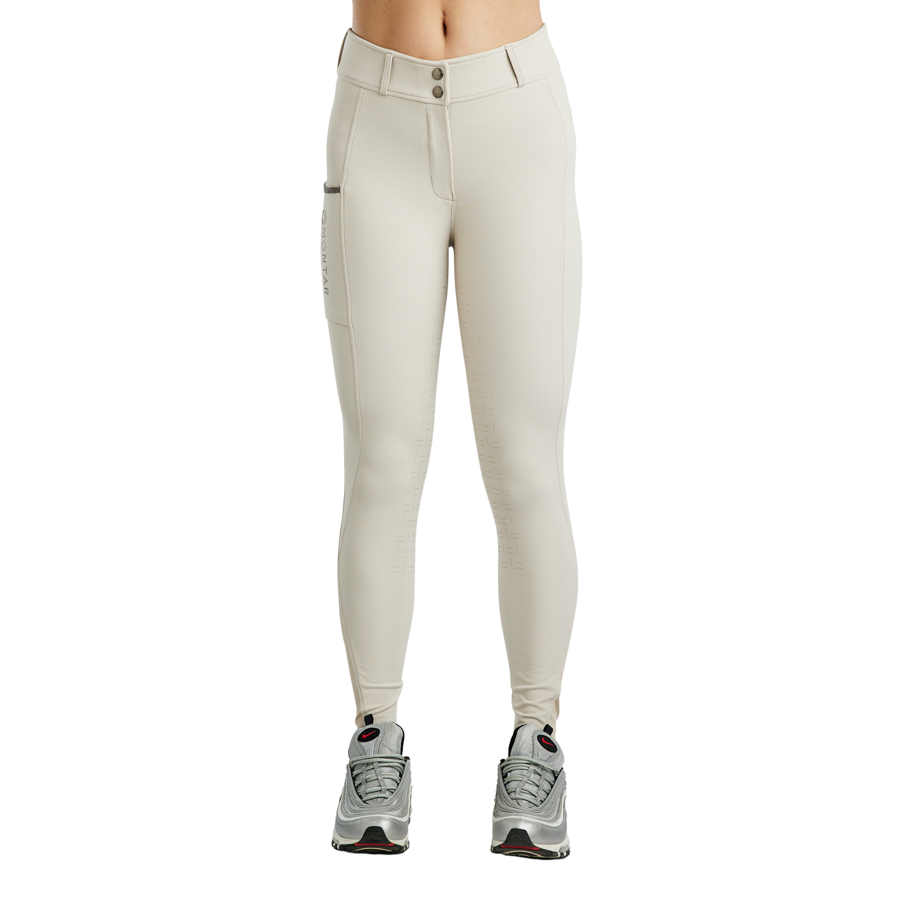 Montar MoGloria Caviar Tape Ladies Full Grip Breeches, Light Silver Grey