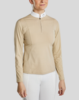 Montar MoZida REFINED Ladies Competition Shirt w. Lasercut Inserts & Gun Metal Print, Warm Grey Beige
