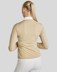 Montar MoZida REFINED Ladies Competition Shirt w. Lasercut Inserts & Gun Metal Print, Warm Grey Beige
