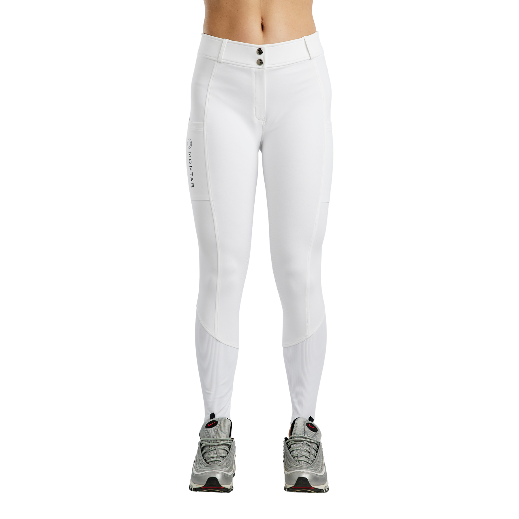 Montar MoZira Ladies Refined Full Grip Breeches with Compression, White