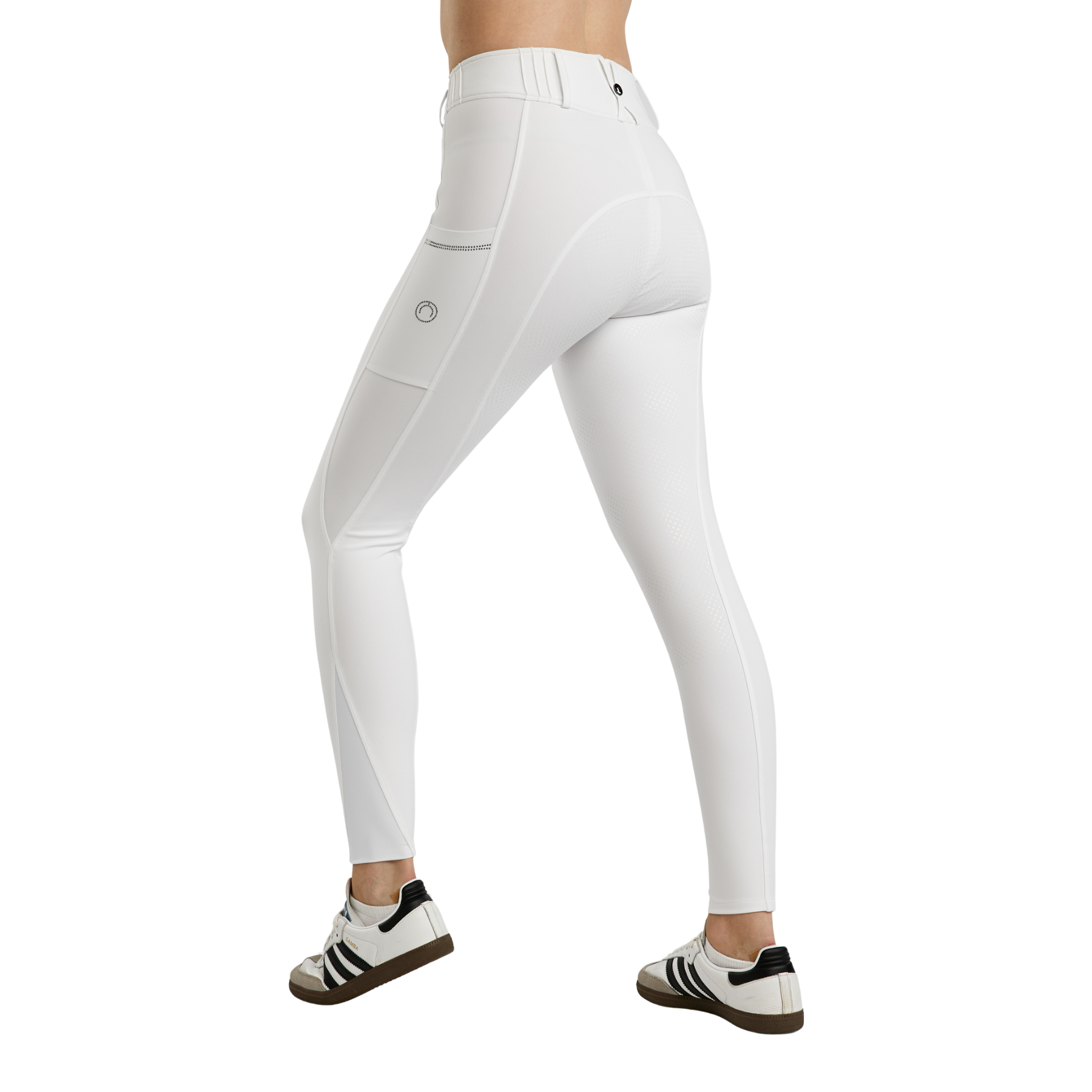 Montar MoZuna REFINED Breeches w. Pintucks and Gun Metal Crystals, White