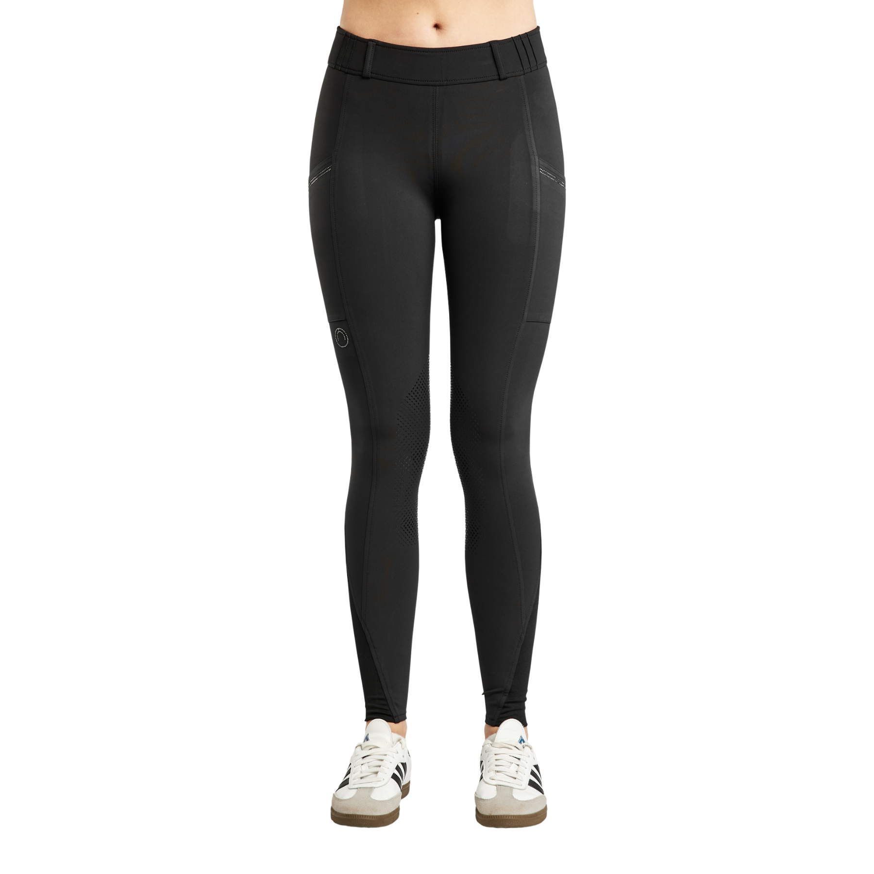 Montar MoZuna REFINED Full Grip Tights w. Pintucks and Gun Metal Crystals, Black