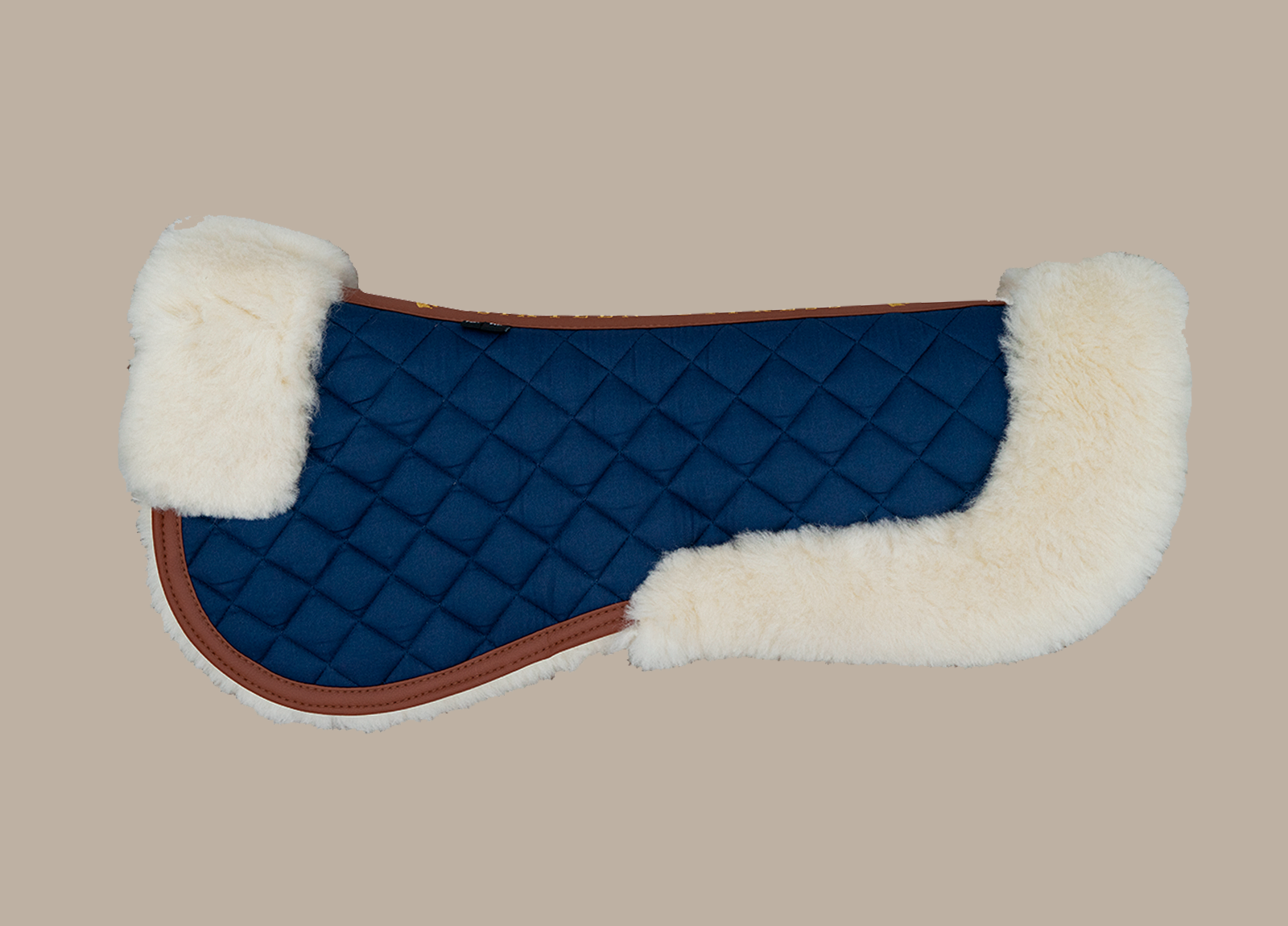 Sixteen Cypress Merino Wool Fleece Half Pad, Navy & Cognac