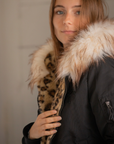 Pénélope Léolyon Jacket, Black w/ Leopard