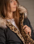 Pénélope Léolyon Jacket, Black w/ Leopard