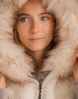 Pénélope Lyon Reversible Winter Jacket, Taupe & Offwhite