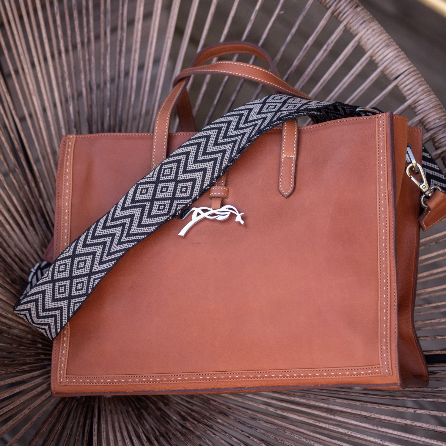 Pénélope Romane Handbag, Cognac