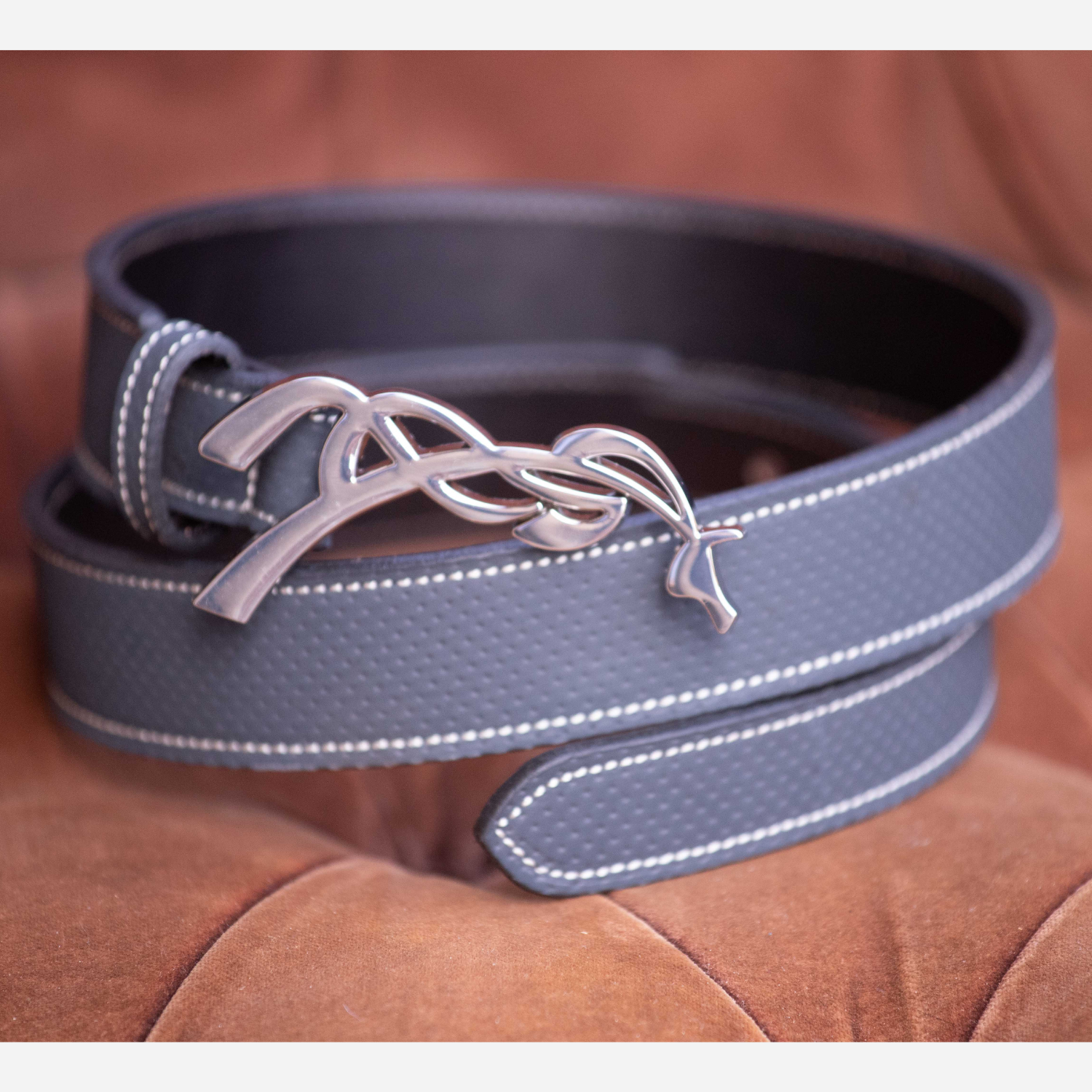 Pénélope Signature Perforated Belt, Navy