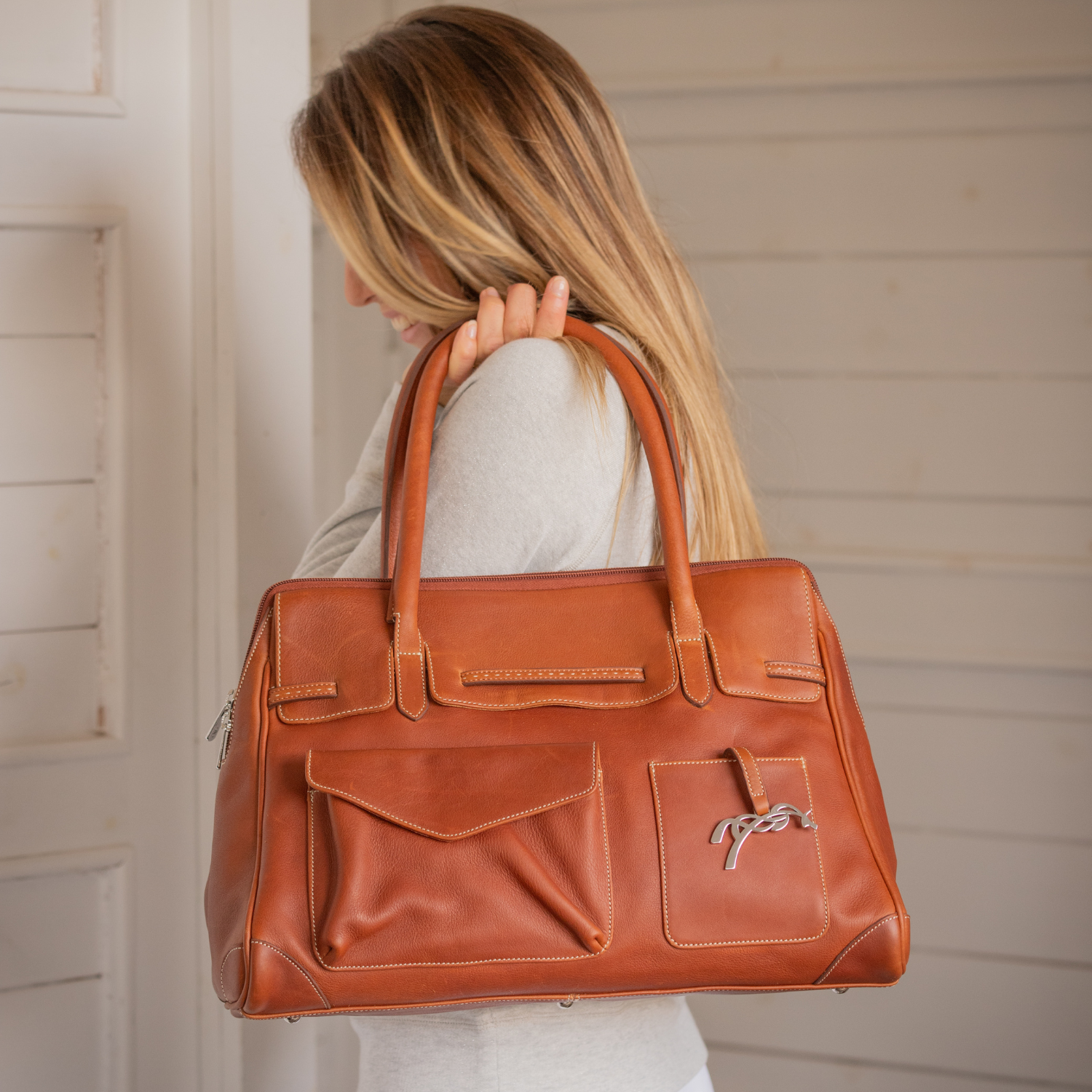 Pénélope Large Maëlys Bag - Brandy/Cognac