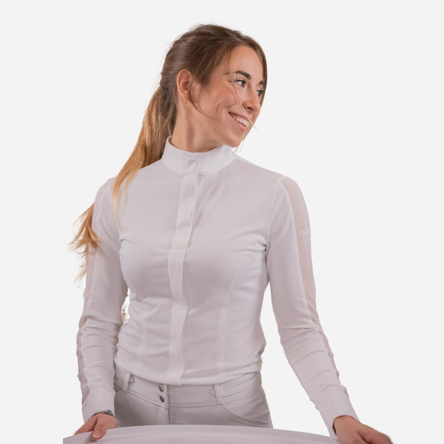 Pénélope Las Honey Ladies Long Sleeve Competition Shirt, White