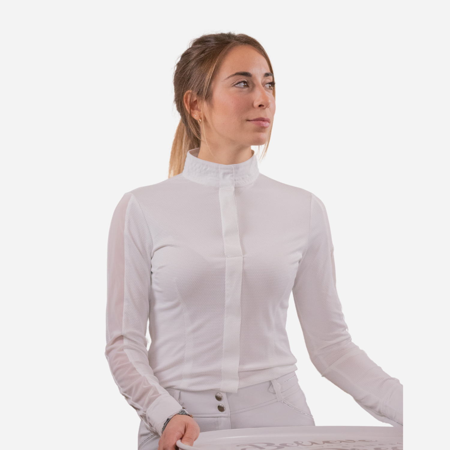 Pénélope Las Honey Ladies Long Sleeve Competition Shirt, White