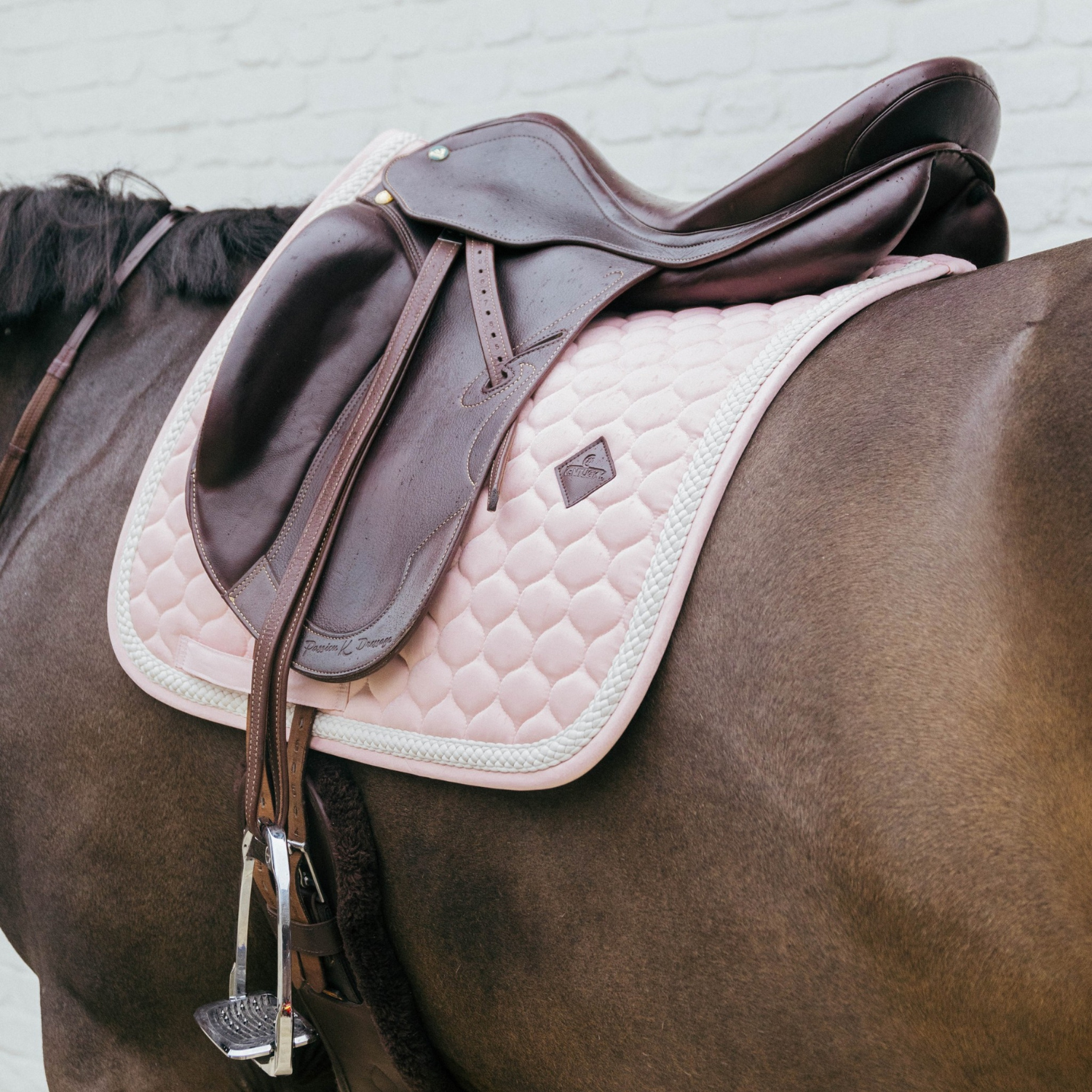 Kentucky Horsewear Dressage Saddle Pad with Plaited Cord, Soft Rose