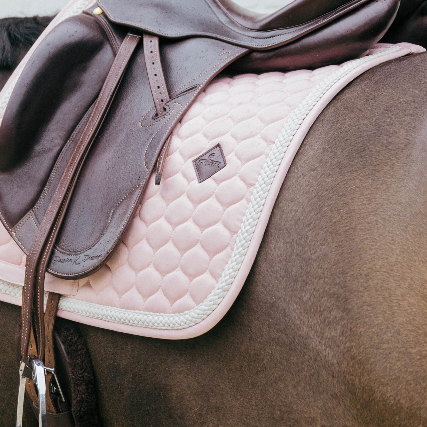 Kentucky Horsewear Show Jumping Saddle Pad with Plaited Cord, Soft Rose