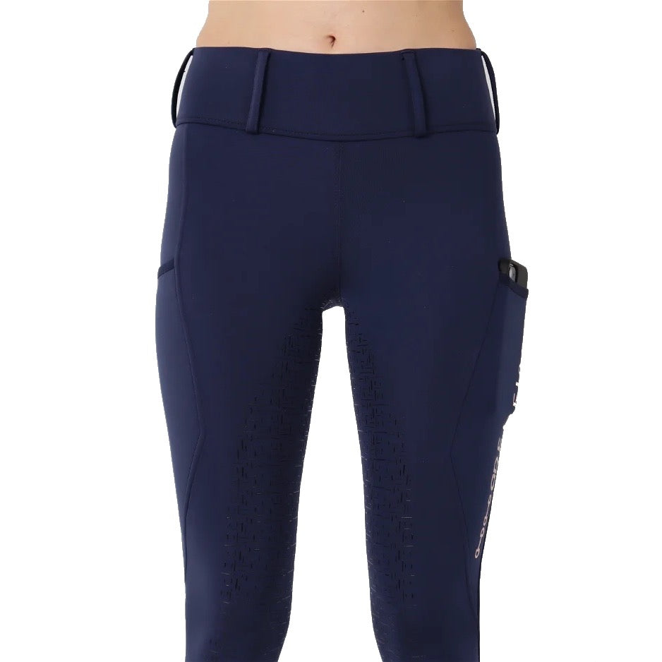 Montar REBEL Rosegold Logo Bit Chain Full Grip Pull on Riding Tights, Navy