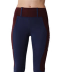 Montar REBEL Two Color Pull on Full Grip Riding Tights, Navy/Plum