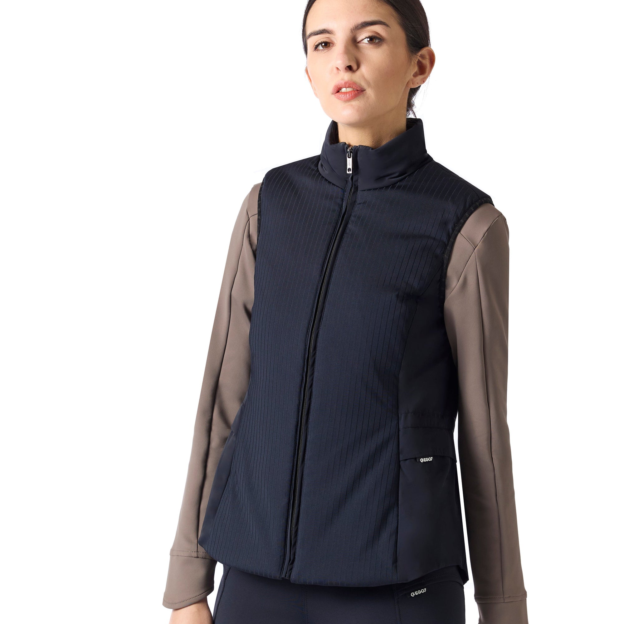 EGO7 Ladies Ribbed MV Vest, Navy Blue