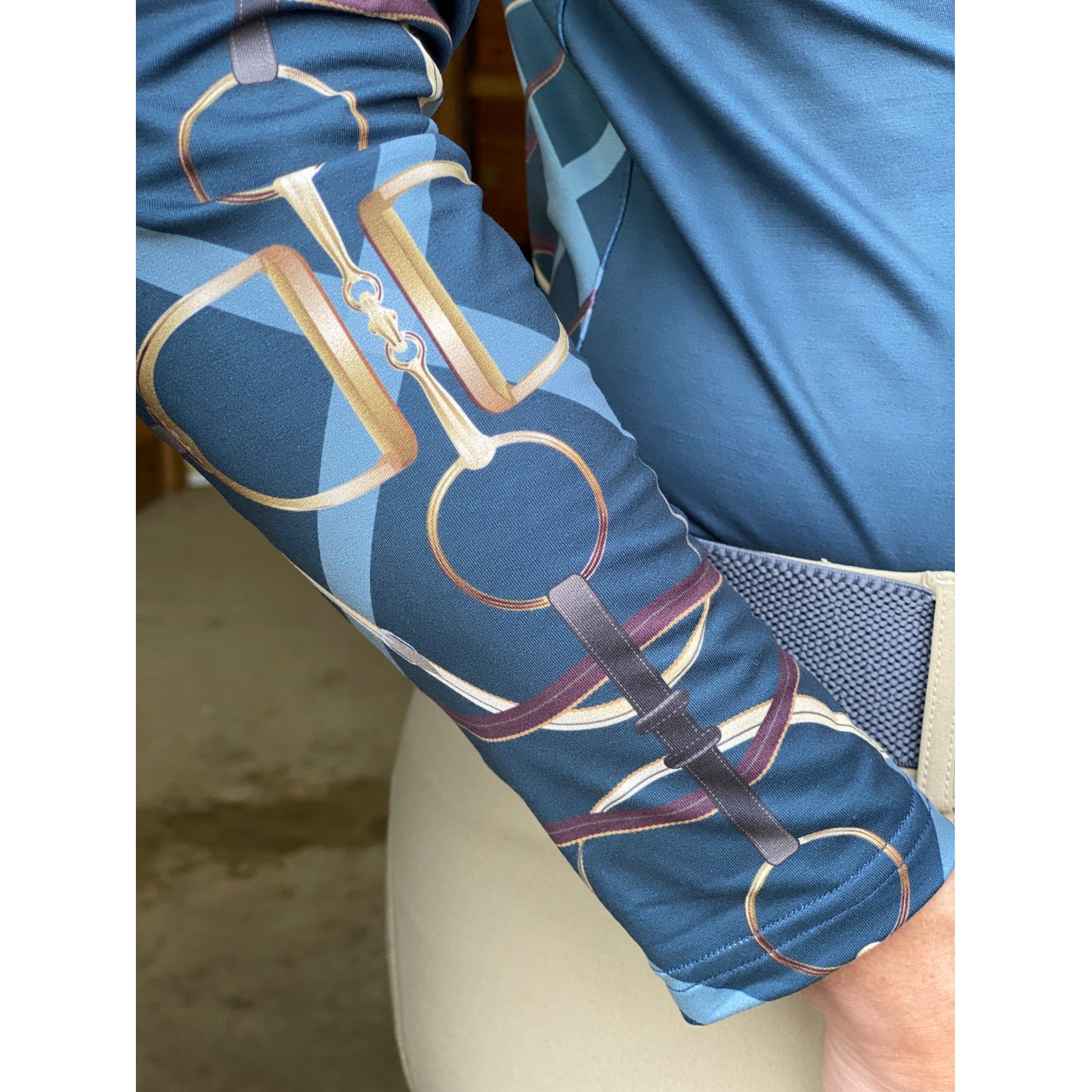 Arista Equestrian Ladies Ribbons & Reins Quarter Zip Long Sleeve Training Shirt, Sapphire