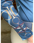 Arista Equestrian Ladies Ribbons & Reins Quarter Zip Long Sleeve Training Shirt, Sapphire