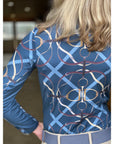 Arista Equestrian Ladies Ribbons & Reins Quarter Zip Long Sleeve Training Shirt, Sapphire