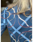 Arista Equestrian Ladies Ribbons & Reins Quarter Zip Long Sleeve Training Shirt, Sapphire
