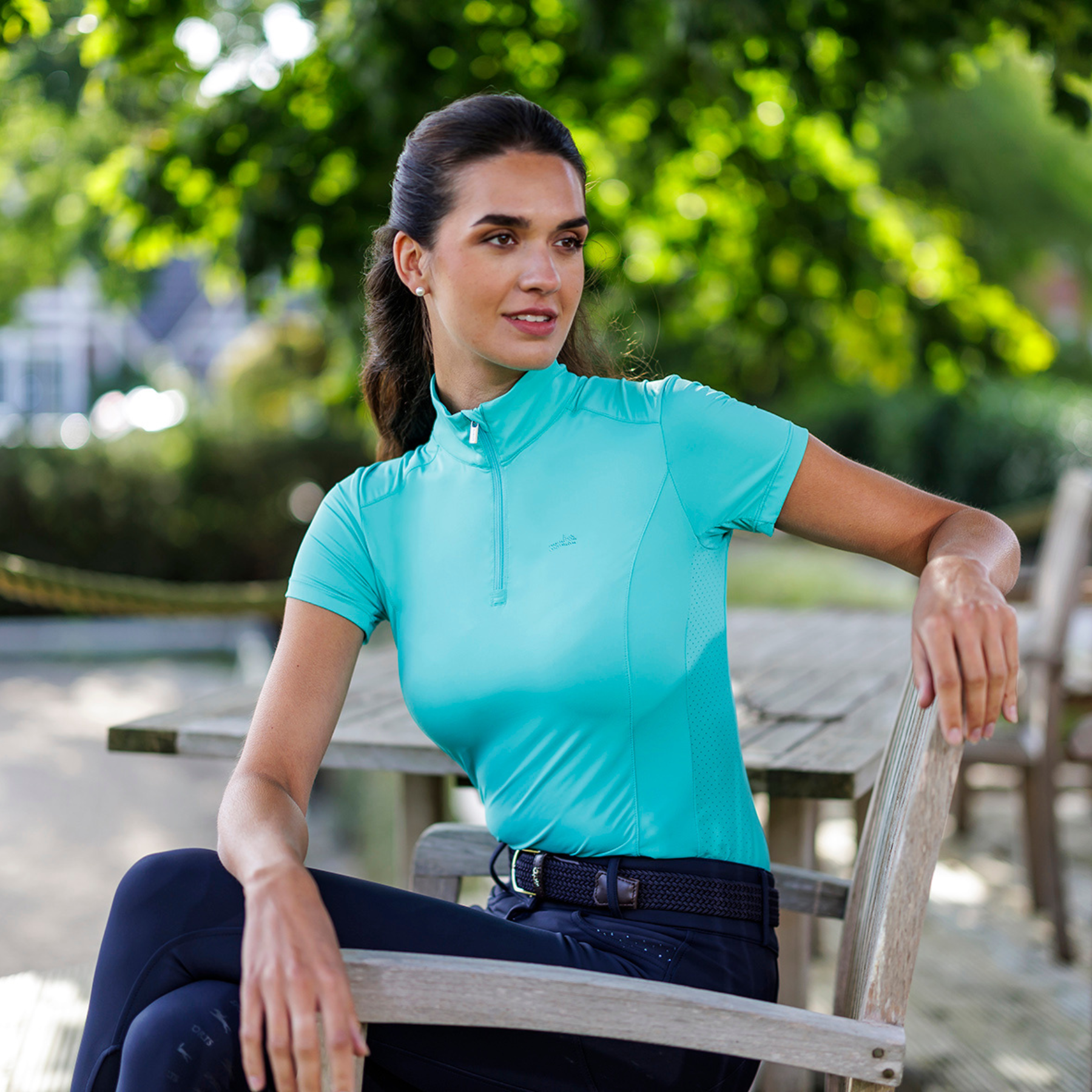 Schockemohle SPAmara Style Ladies Short Sleeve Training Shirt, Sea Green
