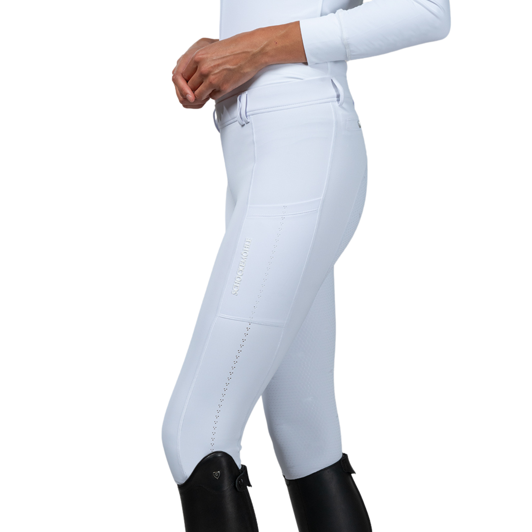 Schockemohle Air Sporty Ladies Full Grip Riding Tights, White