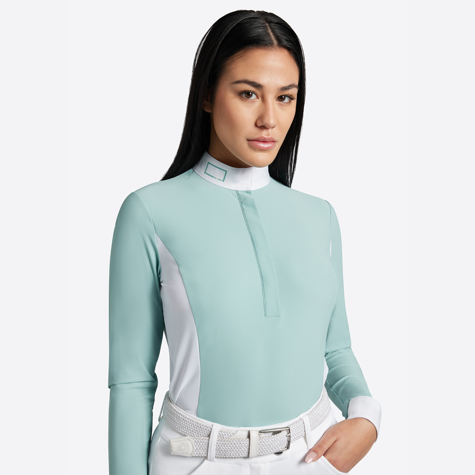 RG Jersey Piquet Long Sleeve Competition Zip Polo, Light Blue