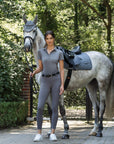 Schockemohle New Ladies Full Grip Mid Rise Pocket Riding Tights, Slate Grey