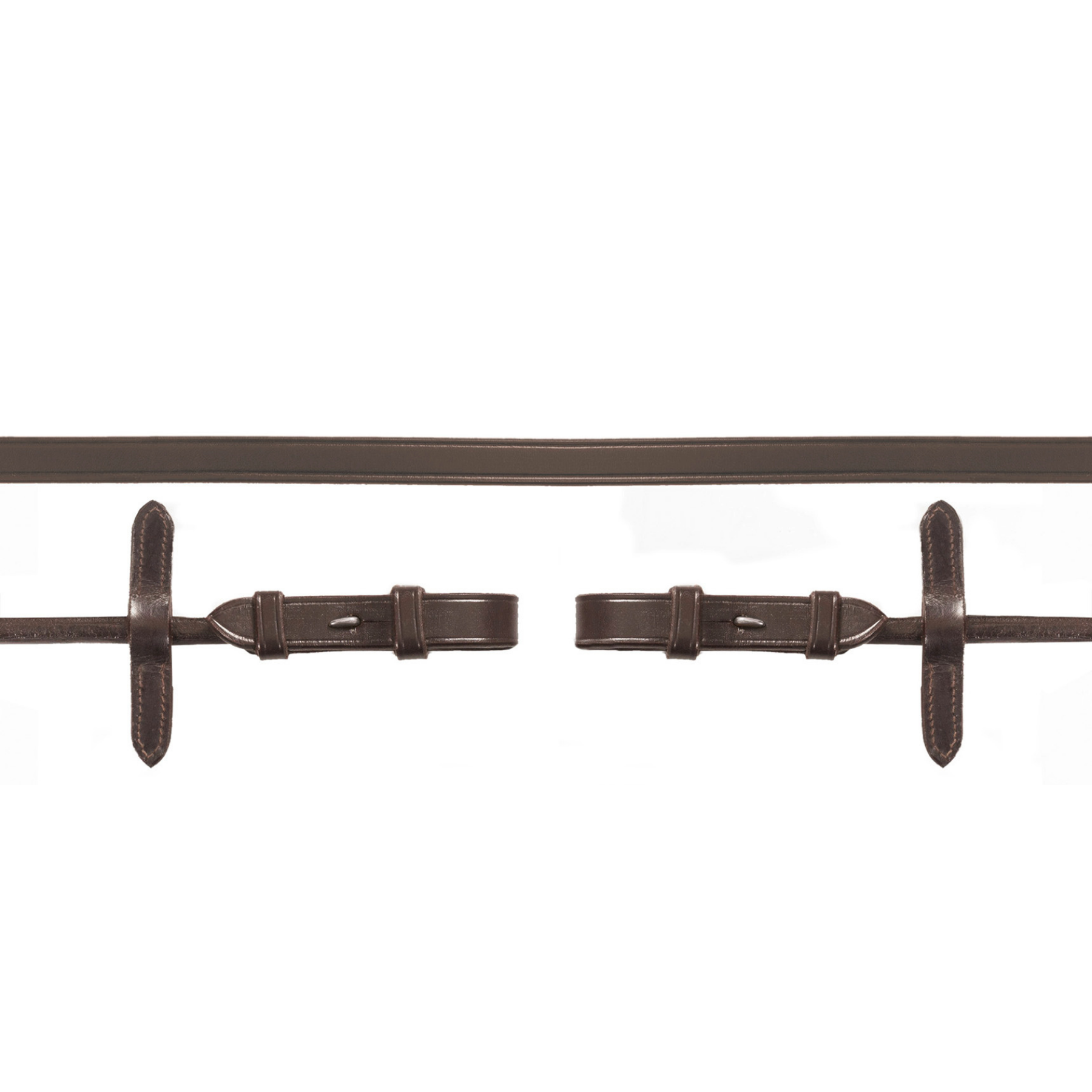 Schockemohle Double Bridle Reins, Rolled, Hook & Stud, Dark Brown 